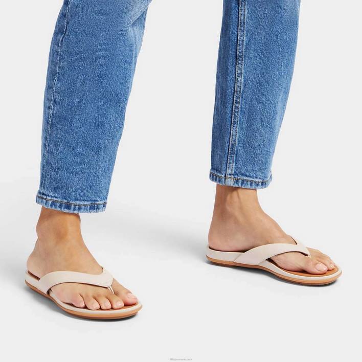 femei 8T84T13 bej piatra flip flops din piele gracie Fitflop