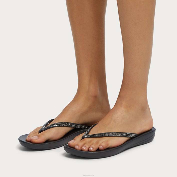 femei 8T84T16 negru șlapi ergonomici iqushion sparkle Fitflop
