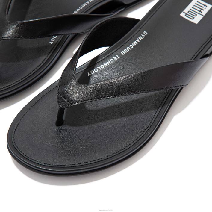 femei 8T84T9 tot negru flip flops din piele gracie Fitflop