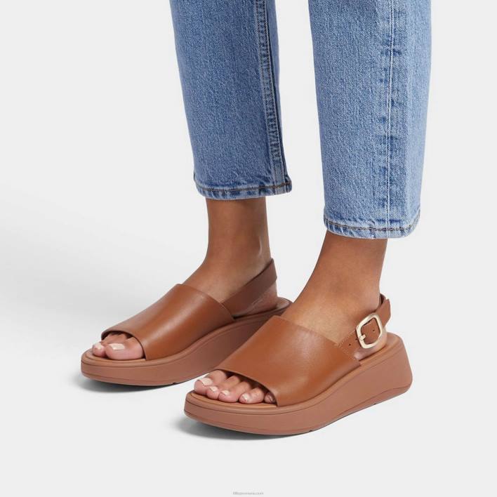 femei 8T84T42 bronz ușor Sandale f-mode din piele cu curele din spate Fitflop