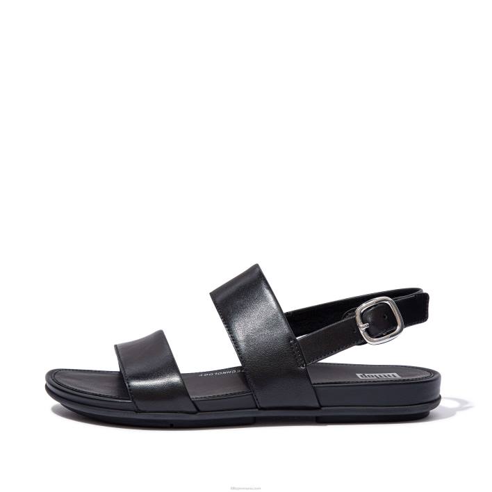 femei 8T84T66 tot negru sandale gracie din piele cu curele din spate Fitflop