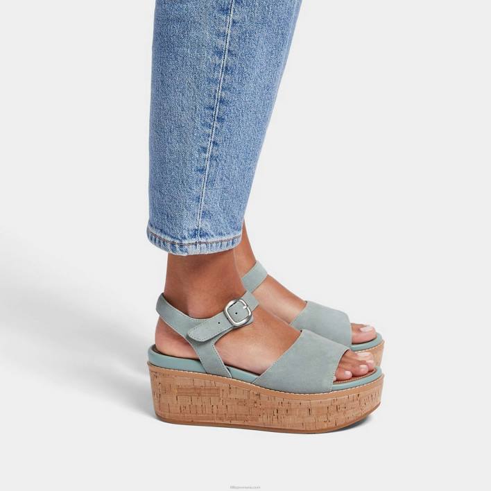 femei 8T84T61 albastru rece sandale cu pană de piele intoarsă cu plută eloise Fitflop