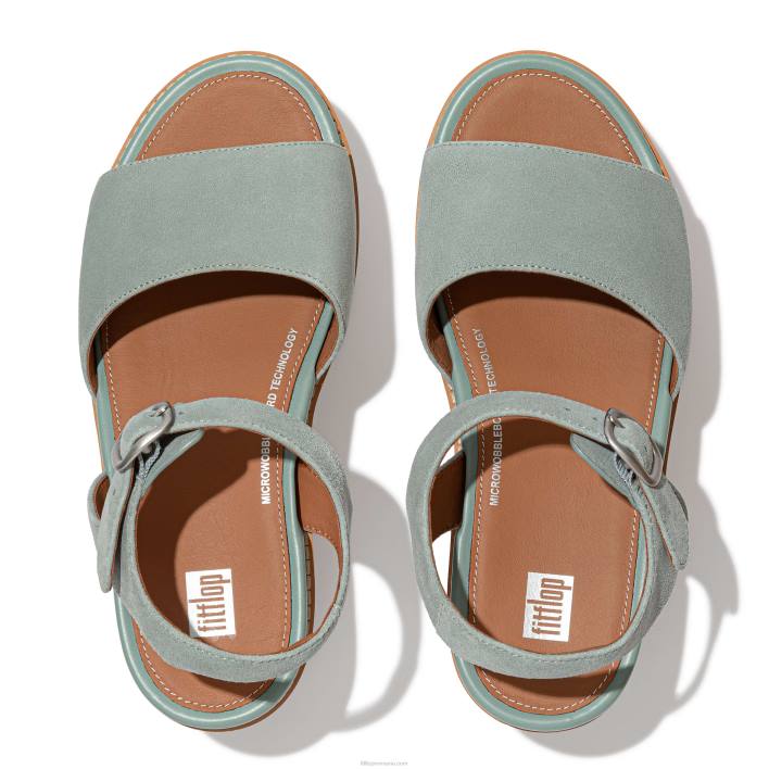 femei 8T84T61 albastru rece sandale cu pană de piele intoarsă cu plută eloise Fitflop