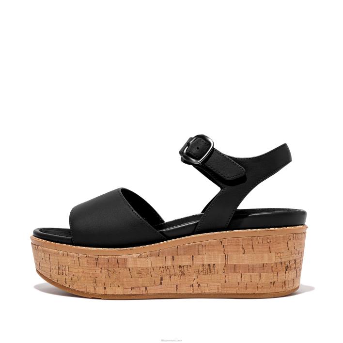 femei 8T84T64 negru sandale cu pană din piele cu plută eloise Fitflop