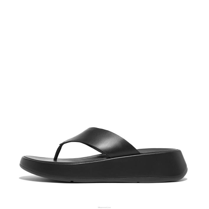 femei 8T84T125 tot negru Sandale f-mode lux din piele cu formă plată cu vârf Fitflop