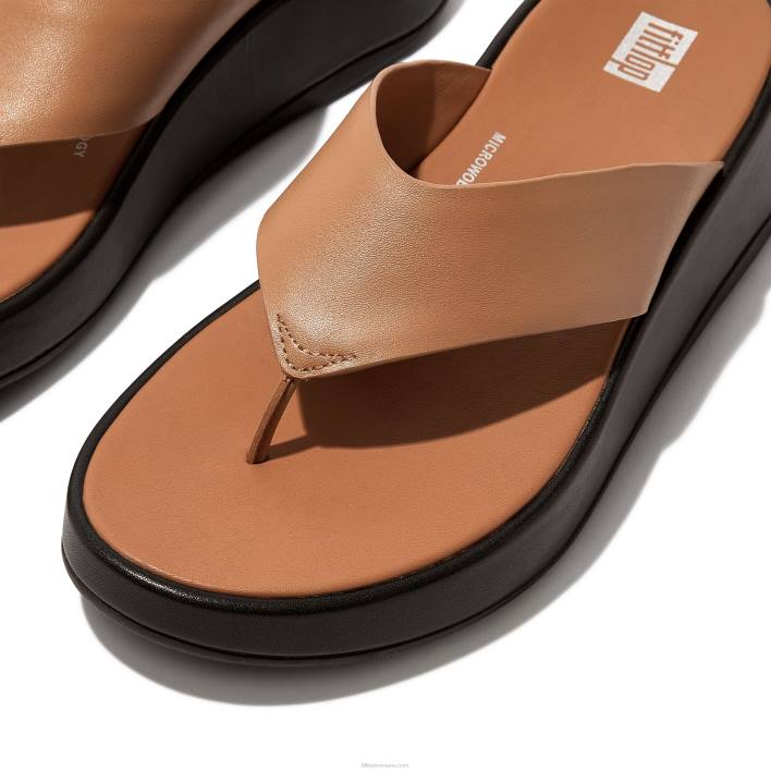 femei 8T84T126 bronz latte Sandale f-mode lux din piele cu formă plată cu vârf Fitflop