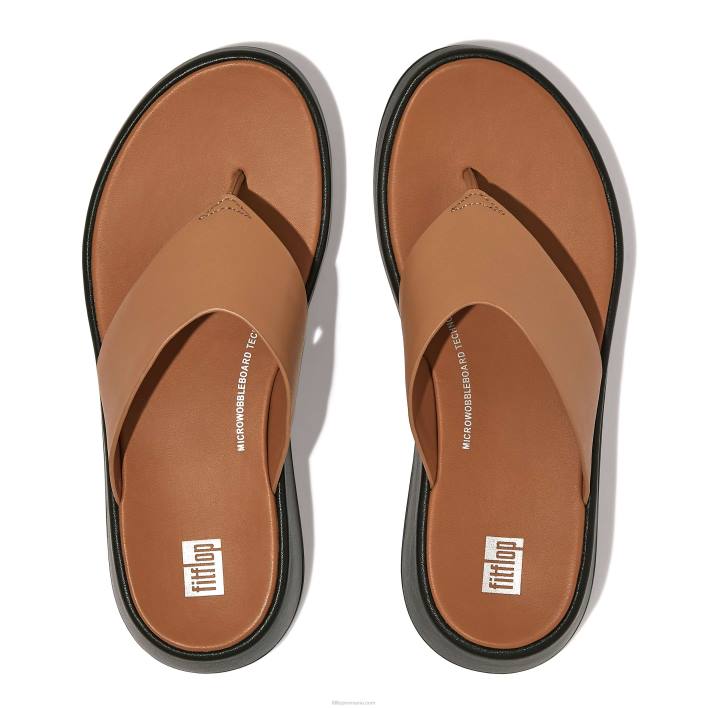 femei 8T84T126 bronz latte Sandale f-mode lux din piele cu formă plată cu vârf Fitflop