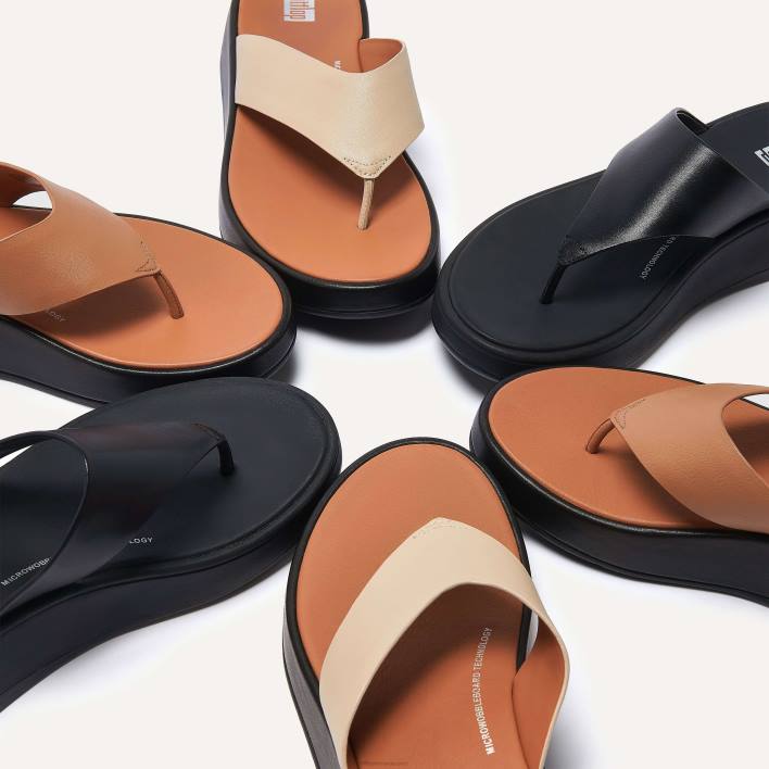 femei 8T84T126 bronz latte Sandale f-mode lux din piele cu formă plată cu vârf Fitflop