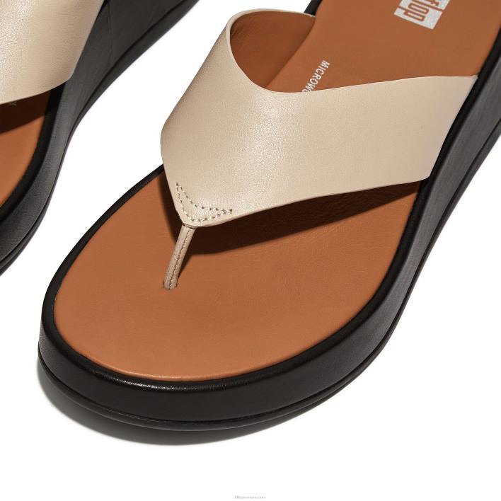 femei 8T84T127 bej/negru Sandale f-mode lux din piele cu formă plată cu vârf Fitflop
