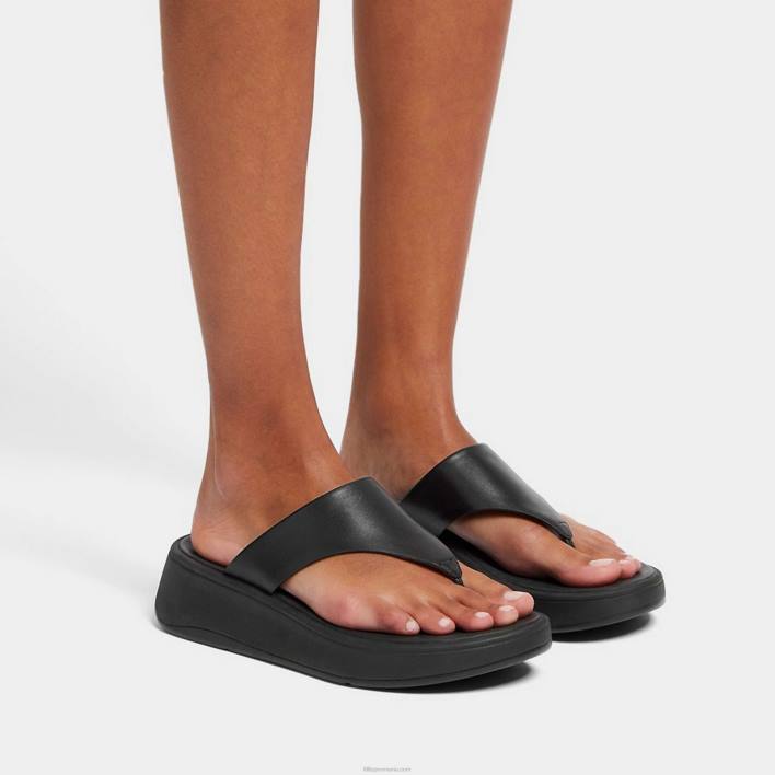 femei 8T84T135 tot negru Sandale cu vârf plat din piele f-mode Fitflop