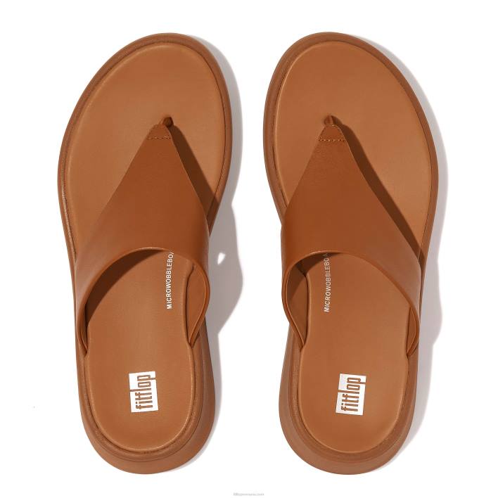 femei 8T84T138 bronz ușor Sandale cu vârf plat din piele f-mode Fitflop