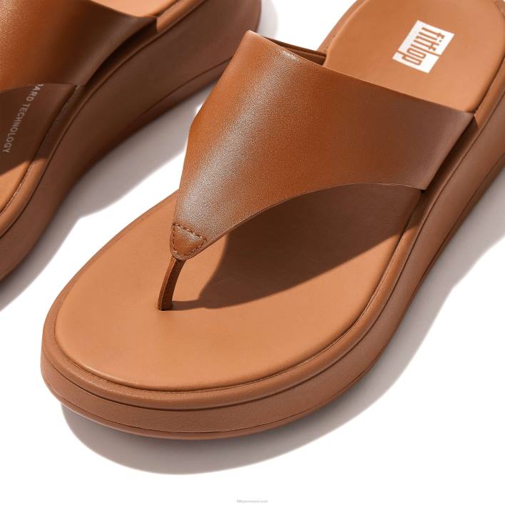 femei 8T84T138 bronz ușor Sandale cu vârf plat din piele f-mode Fitflop