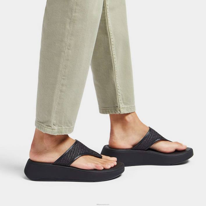 femei 8T84T139 tot negru Sandale cu vârf plat țesute f-mode Fitflop