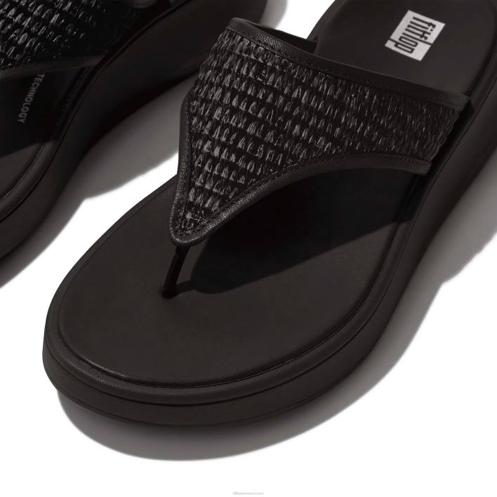 femei 8T84T139 tot negru Sandale cu vârf plat țesute f-mode Fitflop