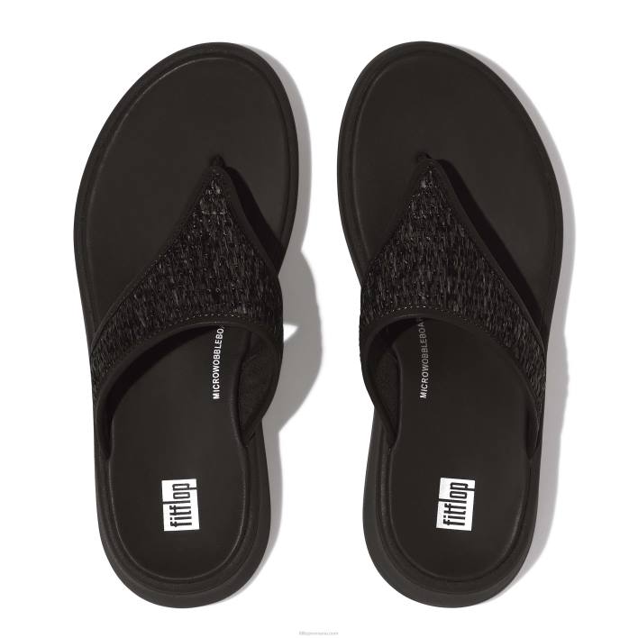 femei 8T84T139 tot negru Sandale cu vârf plat țesute f-mode Fitflop