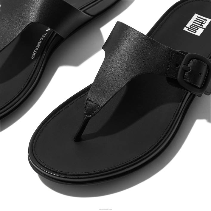 femei 8T84T77 tot negru sandale gracie din piele cu cataramă mată Fitflop