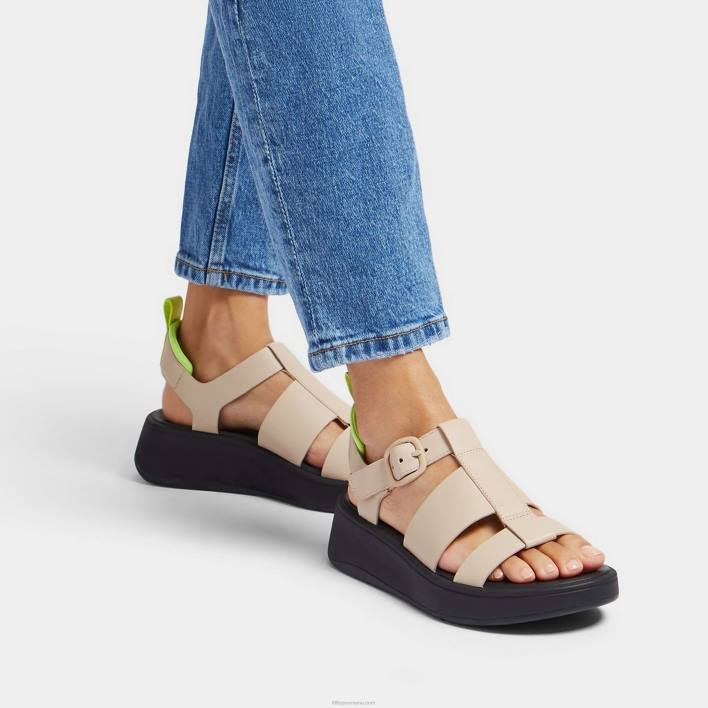 femei 8T84T47 piatra/galben Sandale tip pescar din piele neon-pop f-mode Fitflop