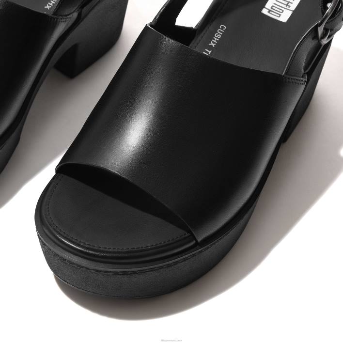 femei 8T84T58 tot negru sandale cu platformă din piele pilară Fitflop