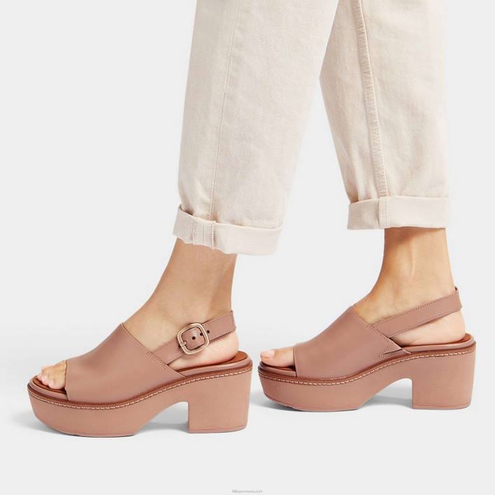 femei 8T84T59 lustruit bej sandale cu platformă din piele pilară Fitflop